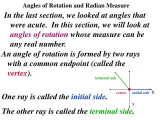 Angles of Rotation and Radian Measure