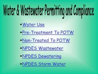 Water &amp; Wastewater Permitting and Compliance