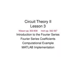 Circuit Theory II Lesson 3