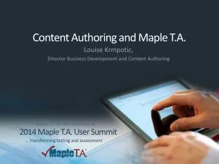 Content Authoring and Maple T.A.