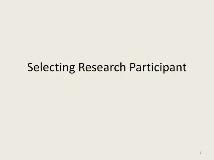 selecting research participant