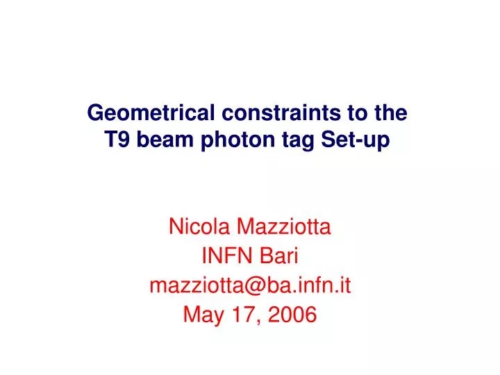 geometrical constraints to the t9 beam photon tag set up