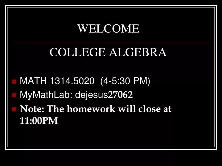 welcome college algebra