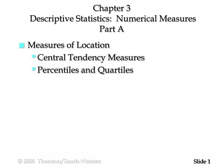 chapter 3 descriptive statistics numerical measures part a