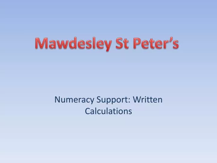 numeracy support written calculations