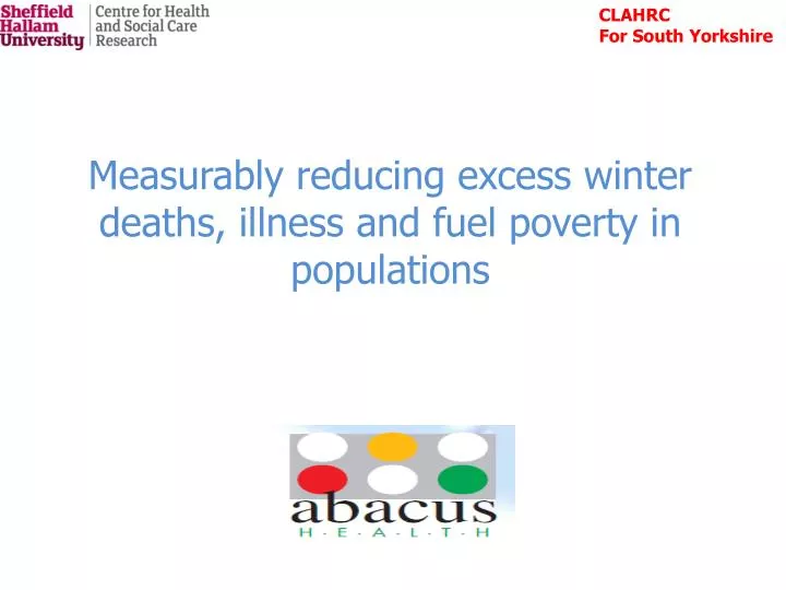 measurably reducing excess winter deaths illness and fuel poverty in populations