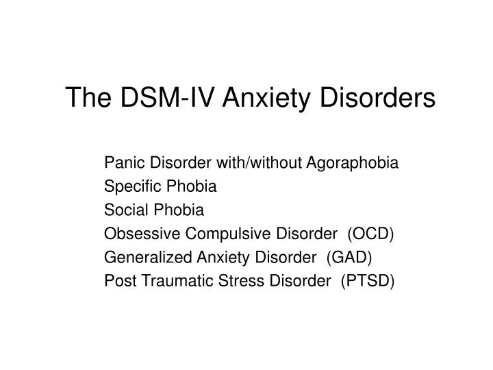 the dsm iv anxiety disorders