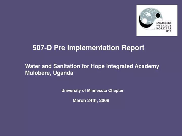 507 d pre implementation report
