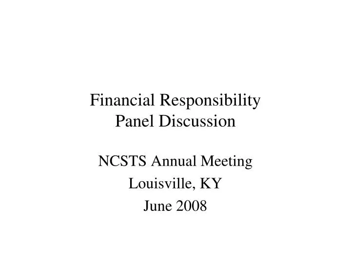 financial responsibility panel discussion