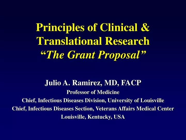 principles of clinical translational research the grant proposal