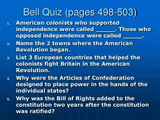 Bell Quiz (pages 498-503)