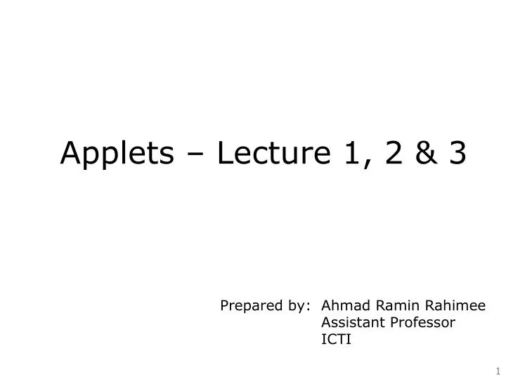 applets lecture 1 2 3