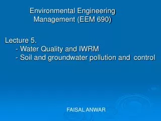 Environmental Engineering Management (EEM 690)