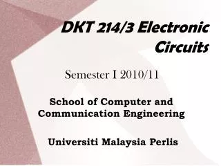 DKT 214/3 Electronic Circuits