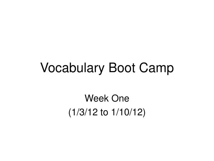vocabulary boot camp