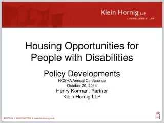Housing Opportunities for People with Disabilities
