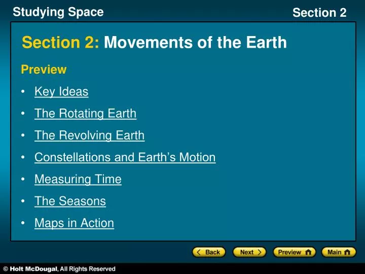 section 2 movements of the earth