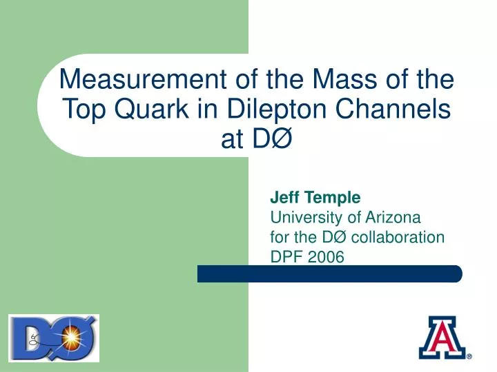 measurement of the mass of the top quark in dilepton channels at d