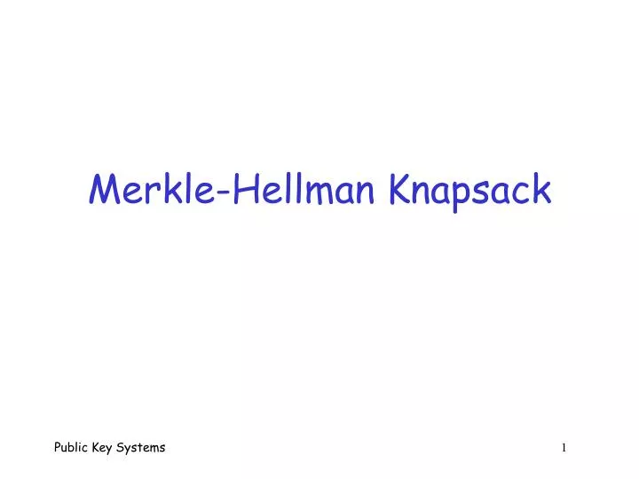 merkle hellman knapsack