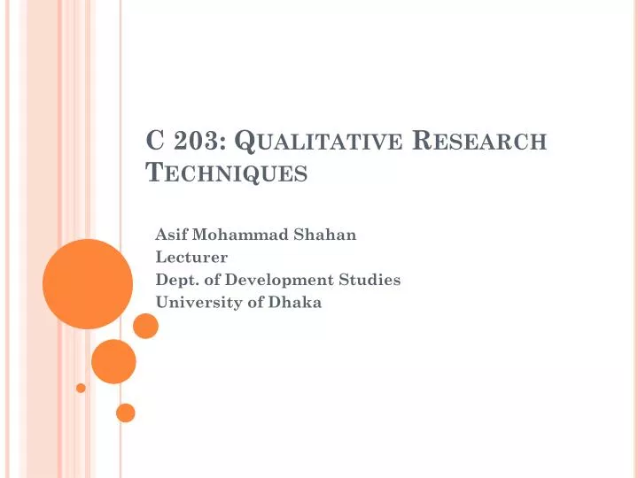 c 203 qualitative research techniques