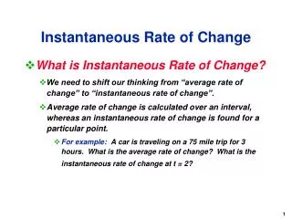 Instantaneous Rate of Change