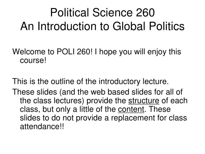 political science 260 an introduction to global politics
