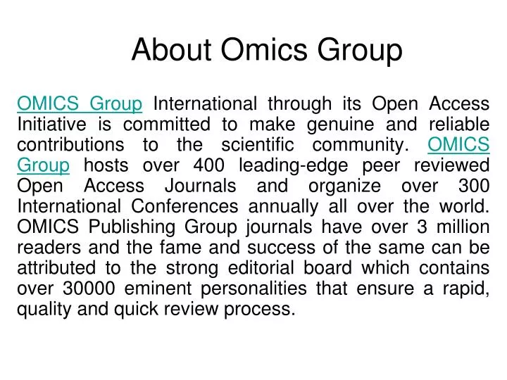 about omics group