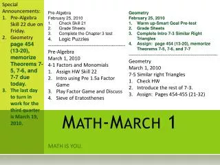 Math-March 1