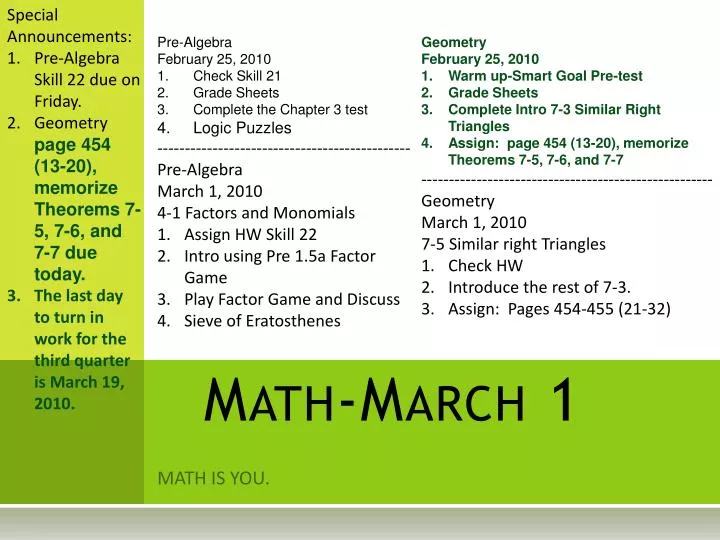 math march 1