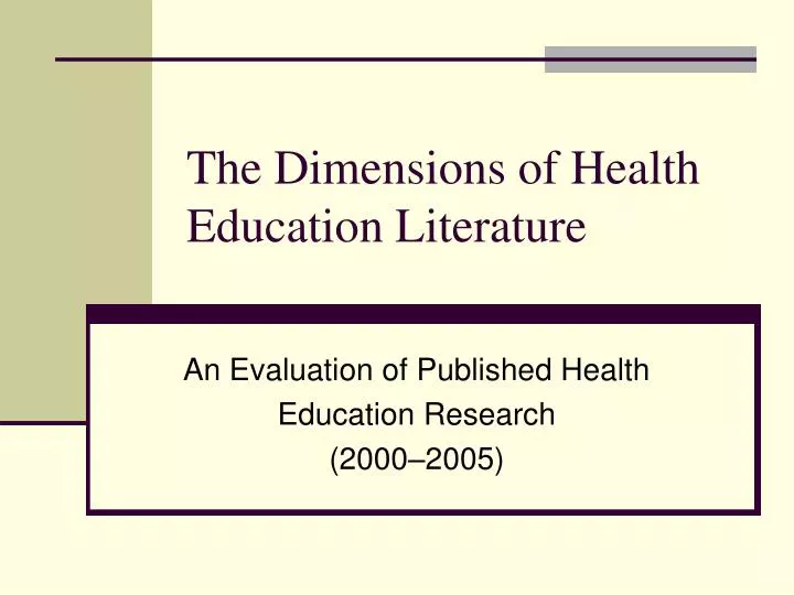 the dimensions of health education literature
