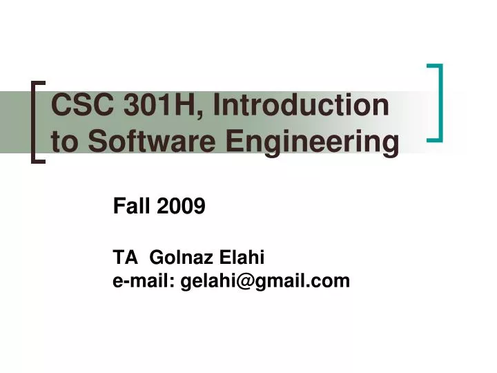 csc 301h introduction to software engineering