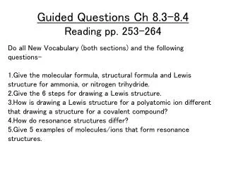 Guided Questions Ch 8.3-8.4 Reading pp. 253-264