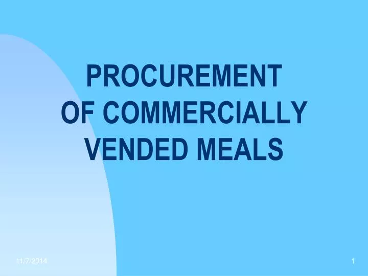 procurement of commercially vended meals