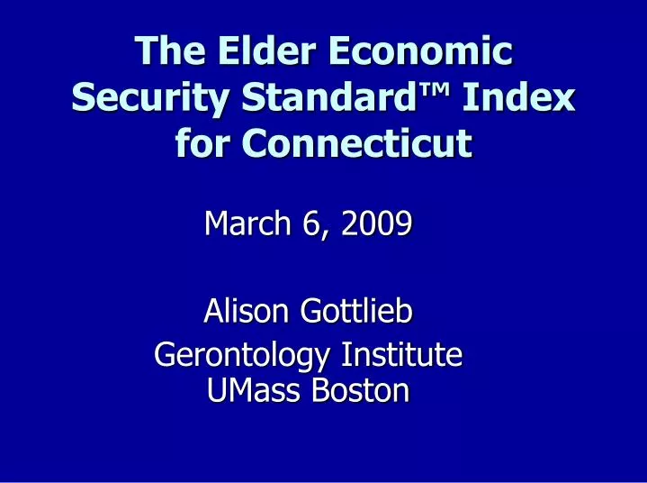 the elder economic security standard index for connecticut