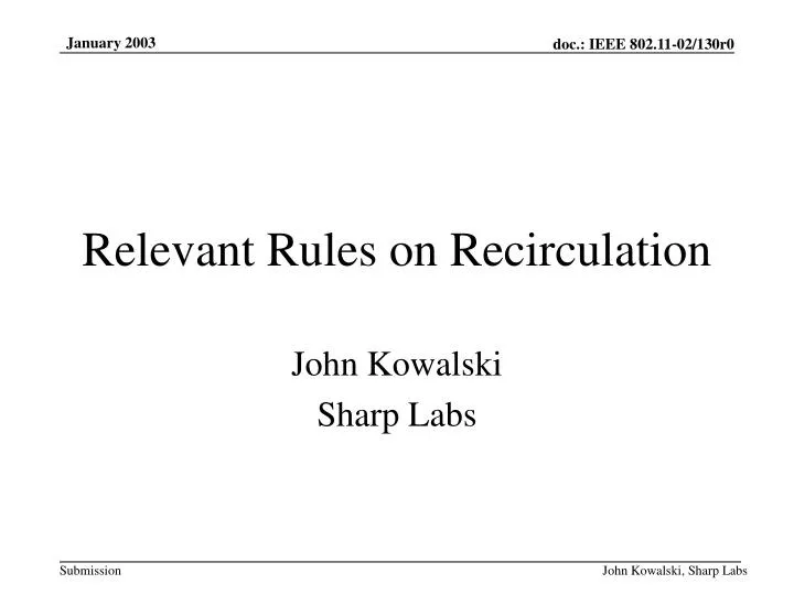 relevant rules on recirculation