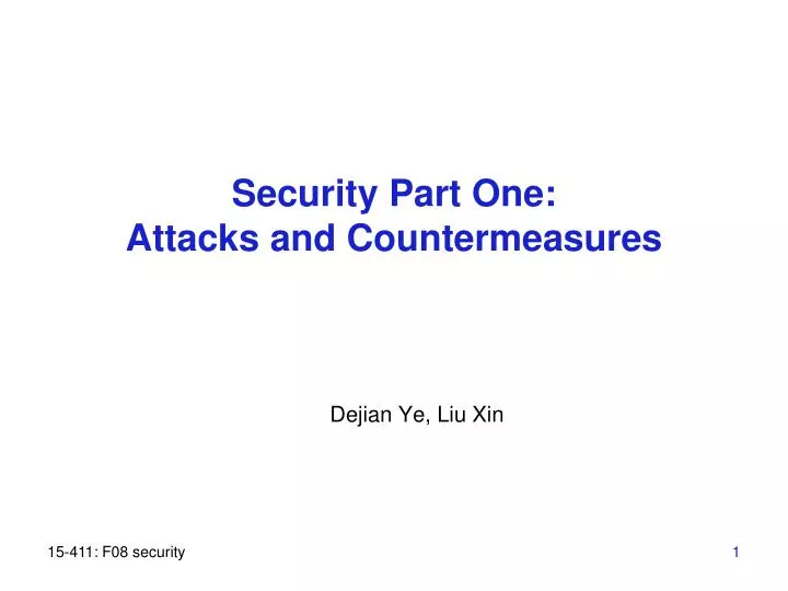 security part one attacks and countermeasures