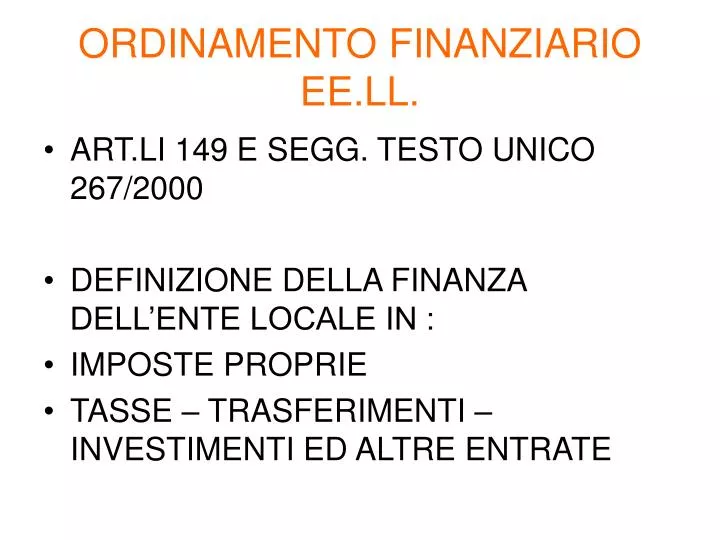 ordinamento finanziario ee ll