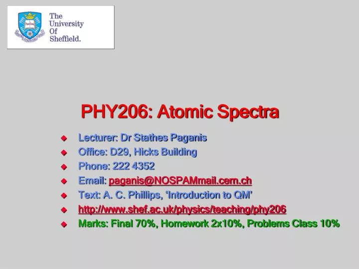 phy206 atomic spectra