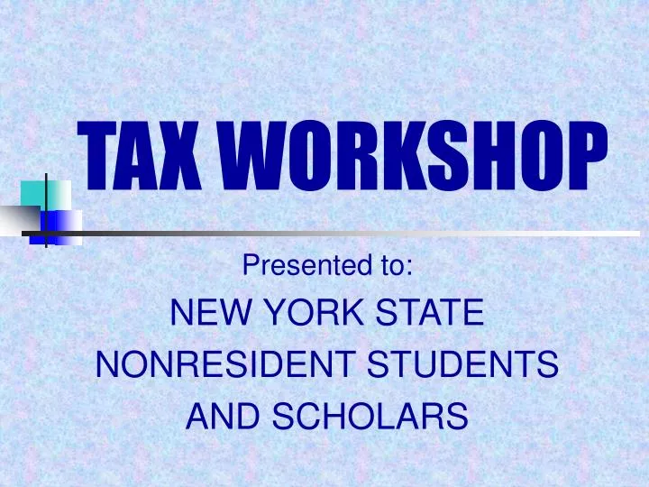 tax workshop