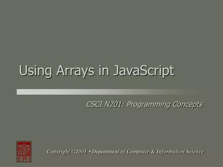 using arrays in javascript