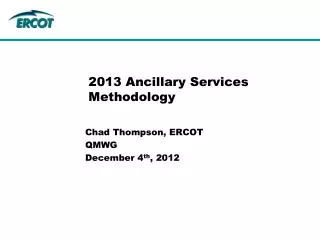 2013 Ancillary Services Methodology