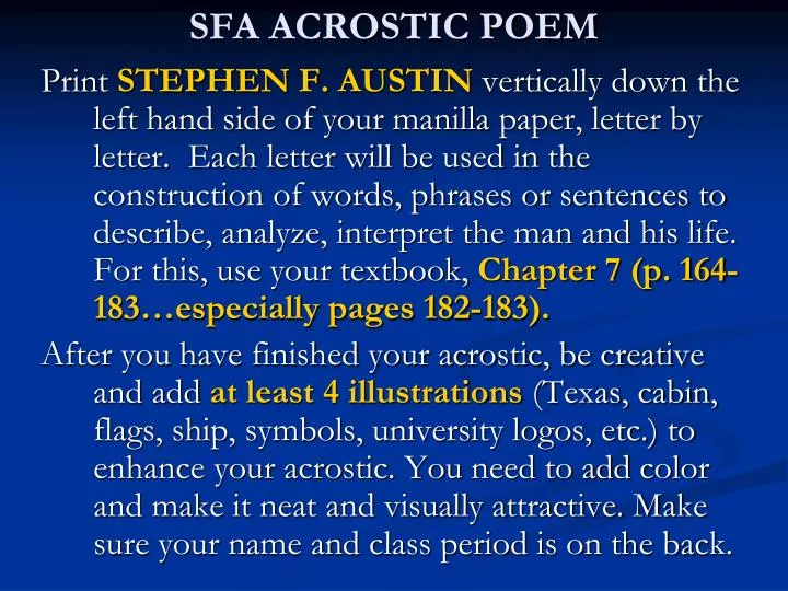 sfa acrostic poem