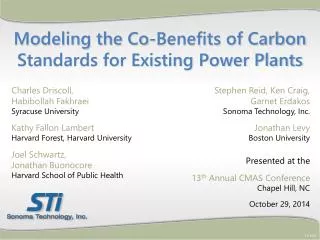 Modeling the Co-Benefits of Carbon Standards for Existing Power Plants