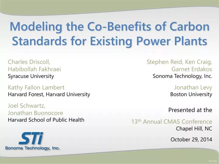 modeling the co benefits of carbon standards for existing power plants
