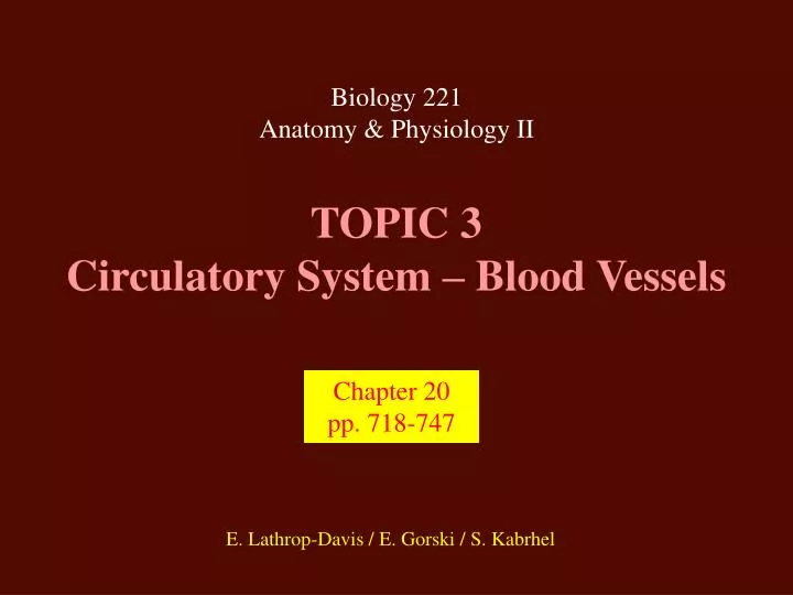 topic 3 circulatory system blood vessels