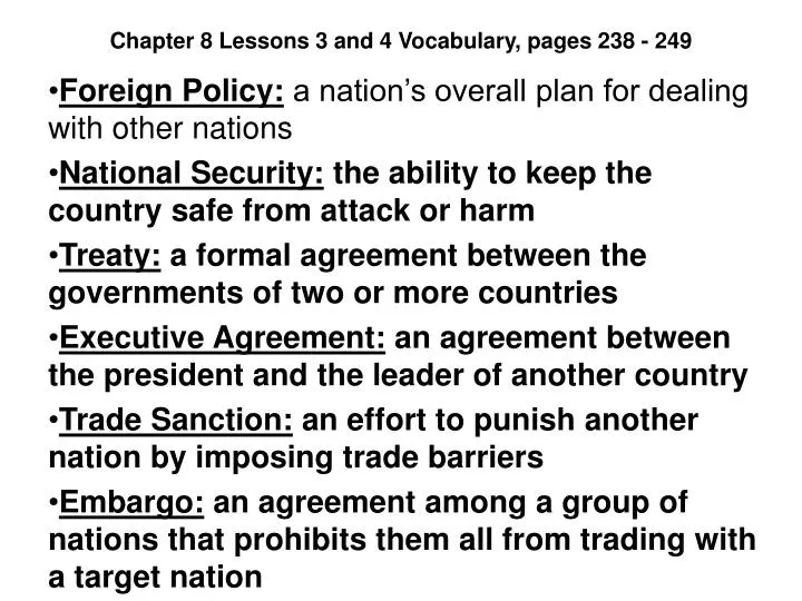 chapter 8 lessons 3 and 4 vocabulary pages 238 249