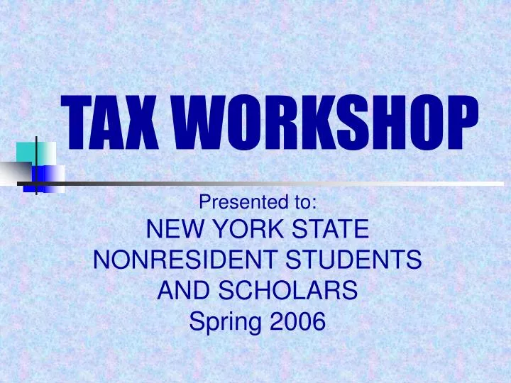 tax workshop