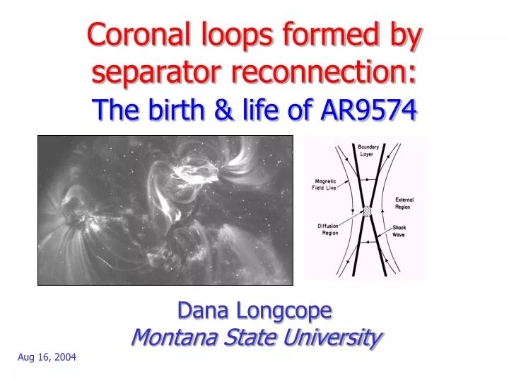 coronal loops formed by separator reconnection the birth life of ar9574