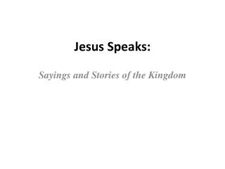 Jesus Speaks: