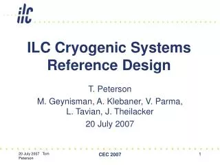 ILC Cryogenic Systems Reference Design